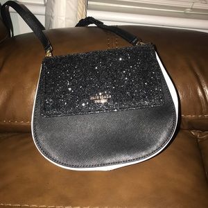 Kate Spade black glitter & white crossbody bag!